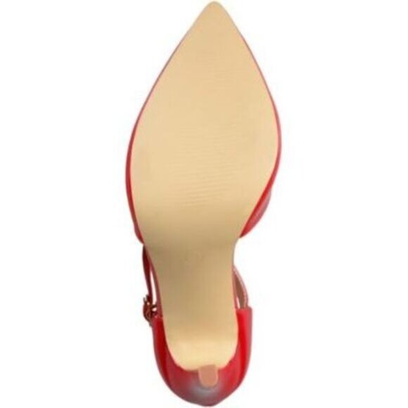 Red Journee Pointed Toe T-Strap Sz 8 Pumps With Double Buckle Strap Women's High - Picture 4 of 6